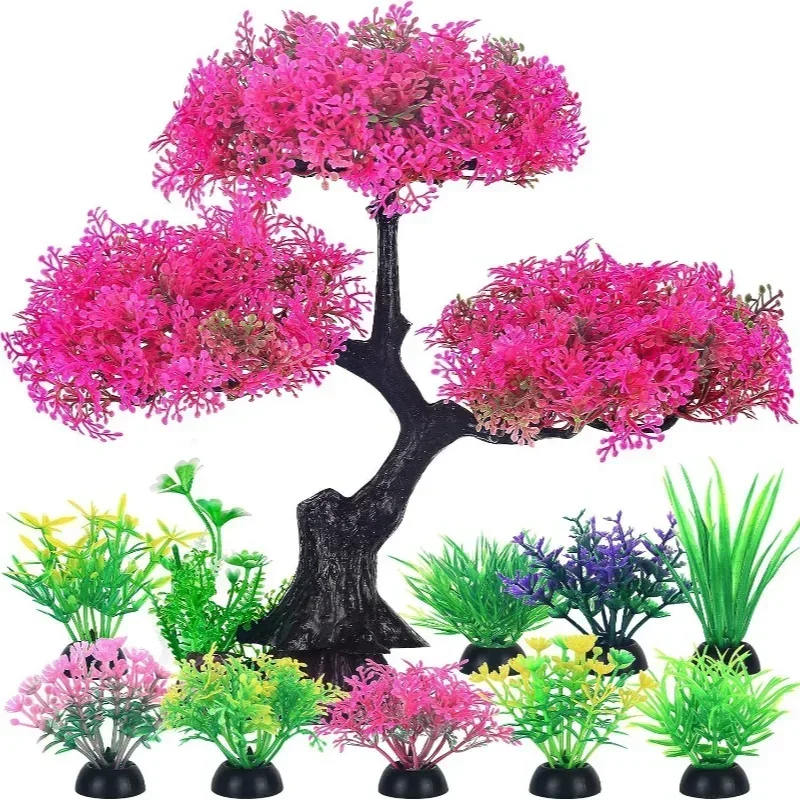 Planted Aquarium For Goldfish - 1 set di piante artificiali in